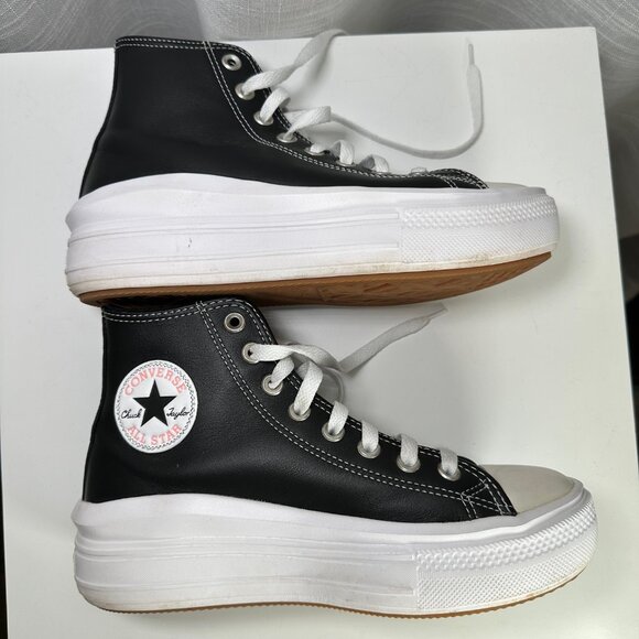 Converse Chuck Taylor All Star Move Leather Platform High-Top Sneakers Black 8 - Picture 15 of 15